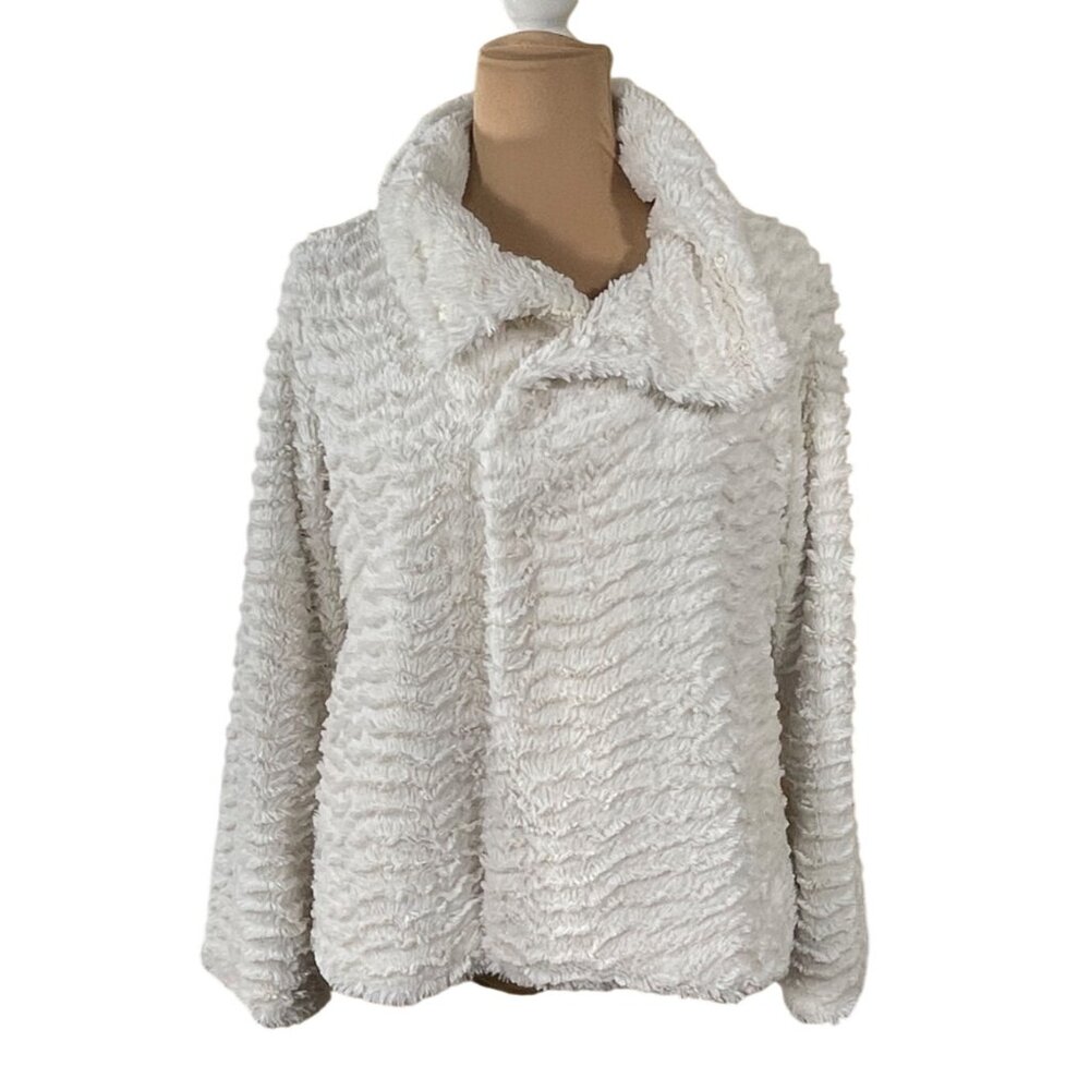 Patagonia Pelage Fleece Jacket M Medium Cream Fuzzy Double Breasted